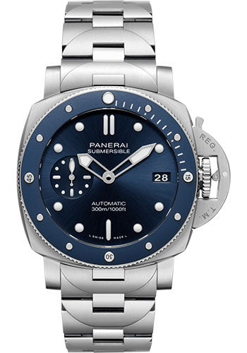 Panerai Submersible Blu Notte - 42mm Brushed Steel Case - Blue Sun-Brushed Dial - Steel Bracelet - PAM01068